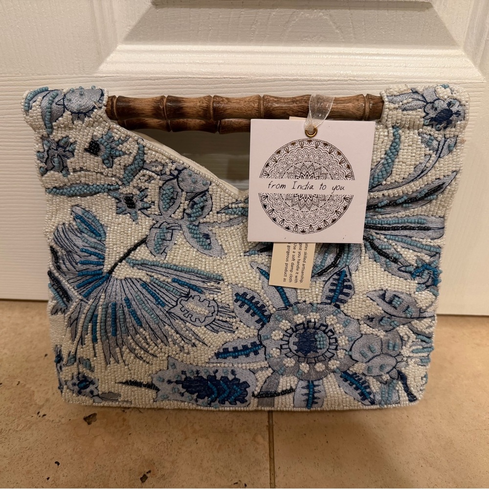 New Tiktok viral TJ Maxx/Marshalls Made in India Beaded Handbag w Wooden Handle